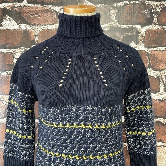 Les Copains Sweater Women's XS Extra Small IT 42 Blue Wool Knit Turtleneck - Picture 7 of 14